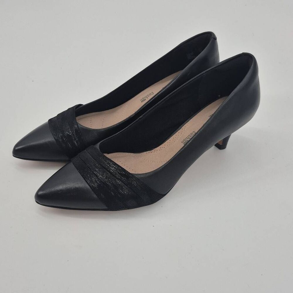CLARKS Women's Linvale Madie Pump Black Leather Size 9